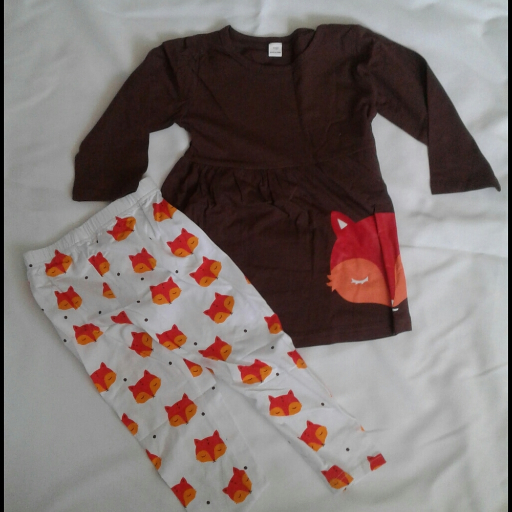 4T long sleeve Fox Dress with leggings